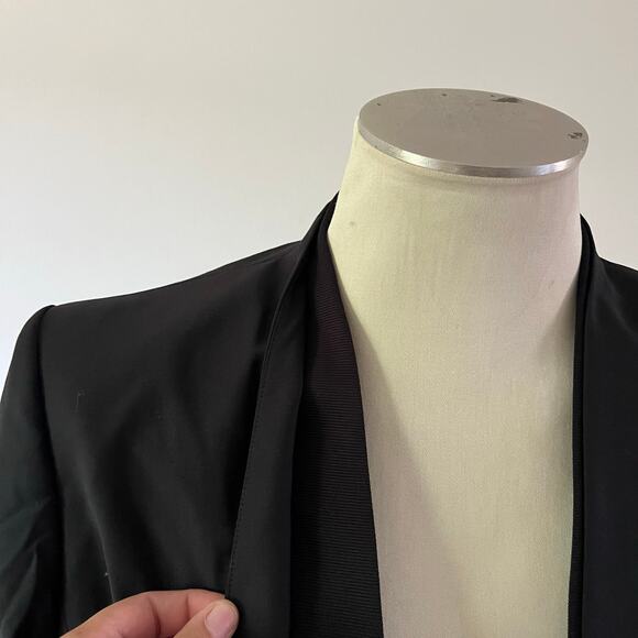 Ann Taylor Black Wool Collarless Blazer Plus Size 16 Career Office Work - Picture 2 of 13